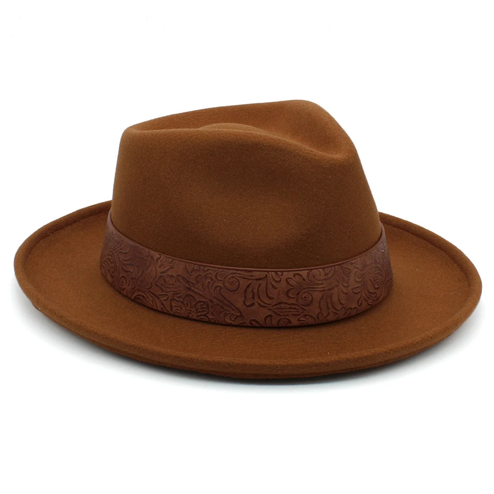 Alumis Men's Classic Wool Panama Hat – Wide Brim Fedora Cap