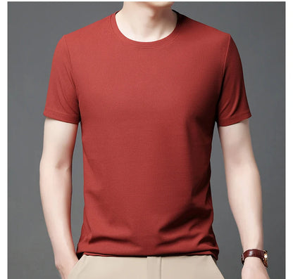 Men's Waffle Round Neck Short Sleeved T-shirt