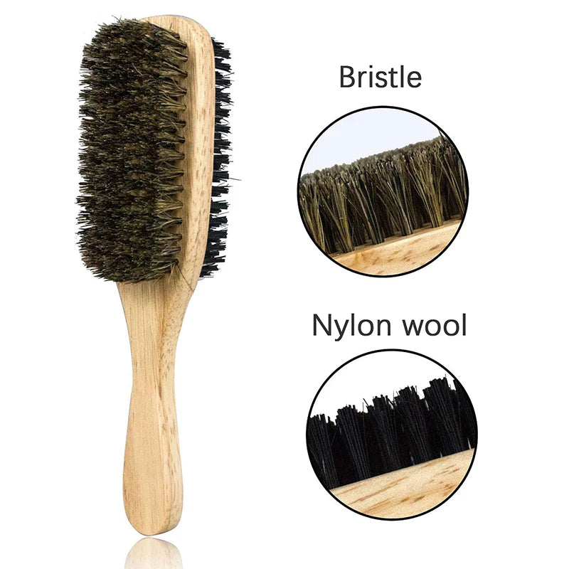 Double Sided Boar Bristle Men's beard Brush