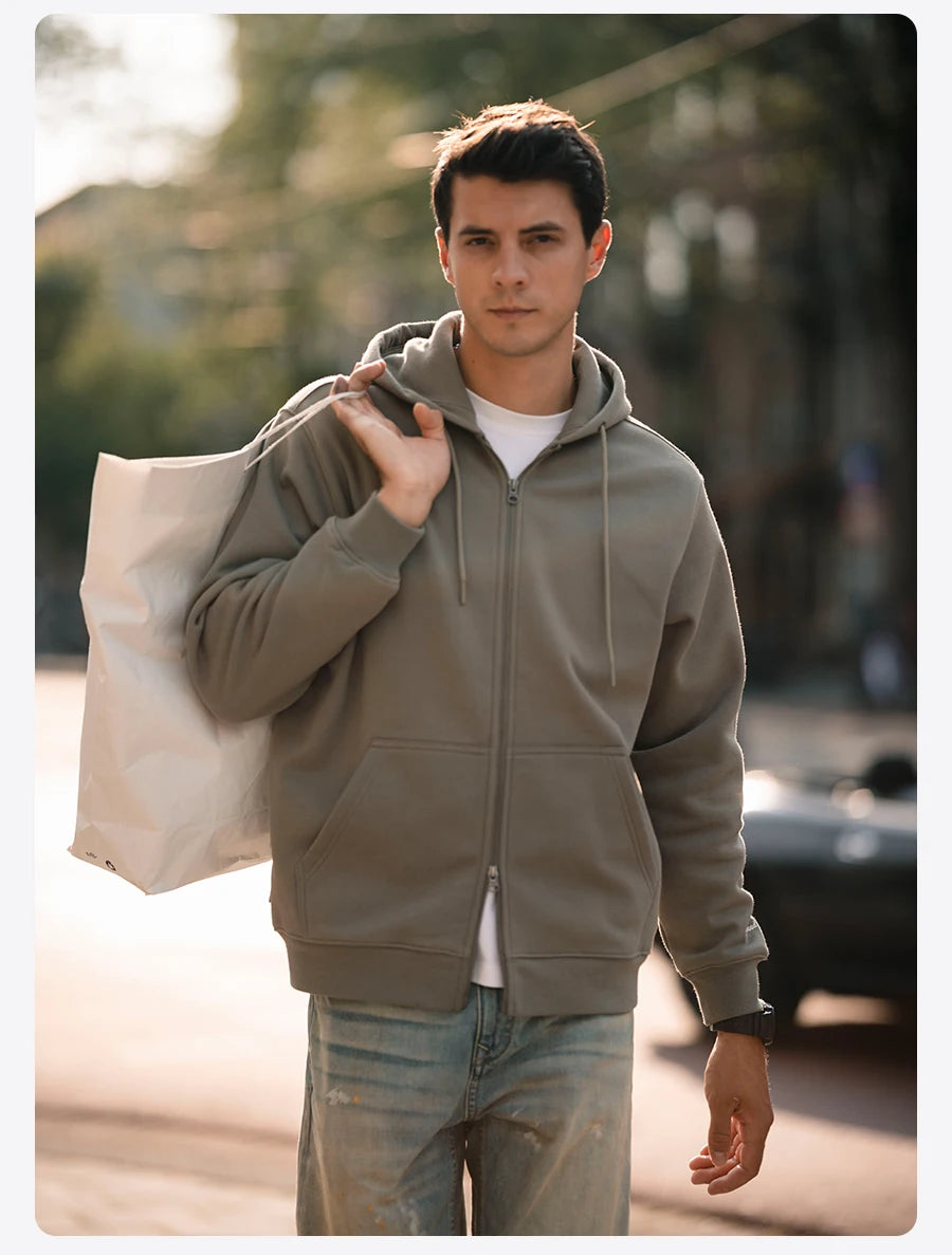 Oversized Full Zip Fleece-Lined Hoodie – Heavy Weight Warmth