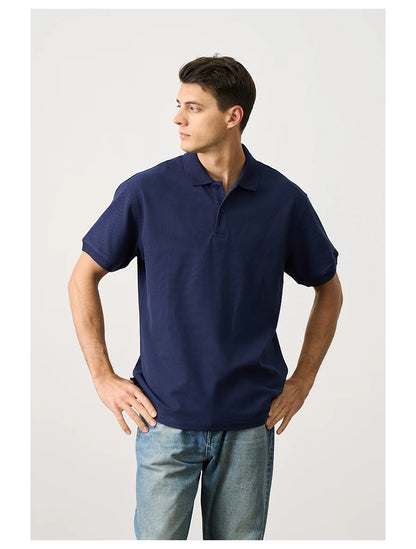 Alumis Men Oversized Breathable Polo Shirt – 300gsm Piqué Fabric