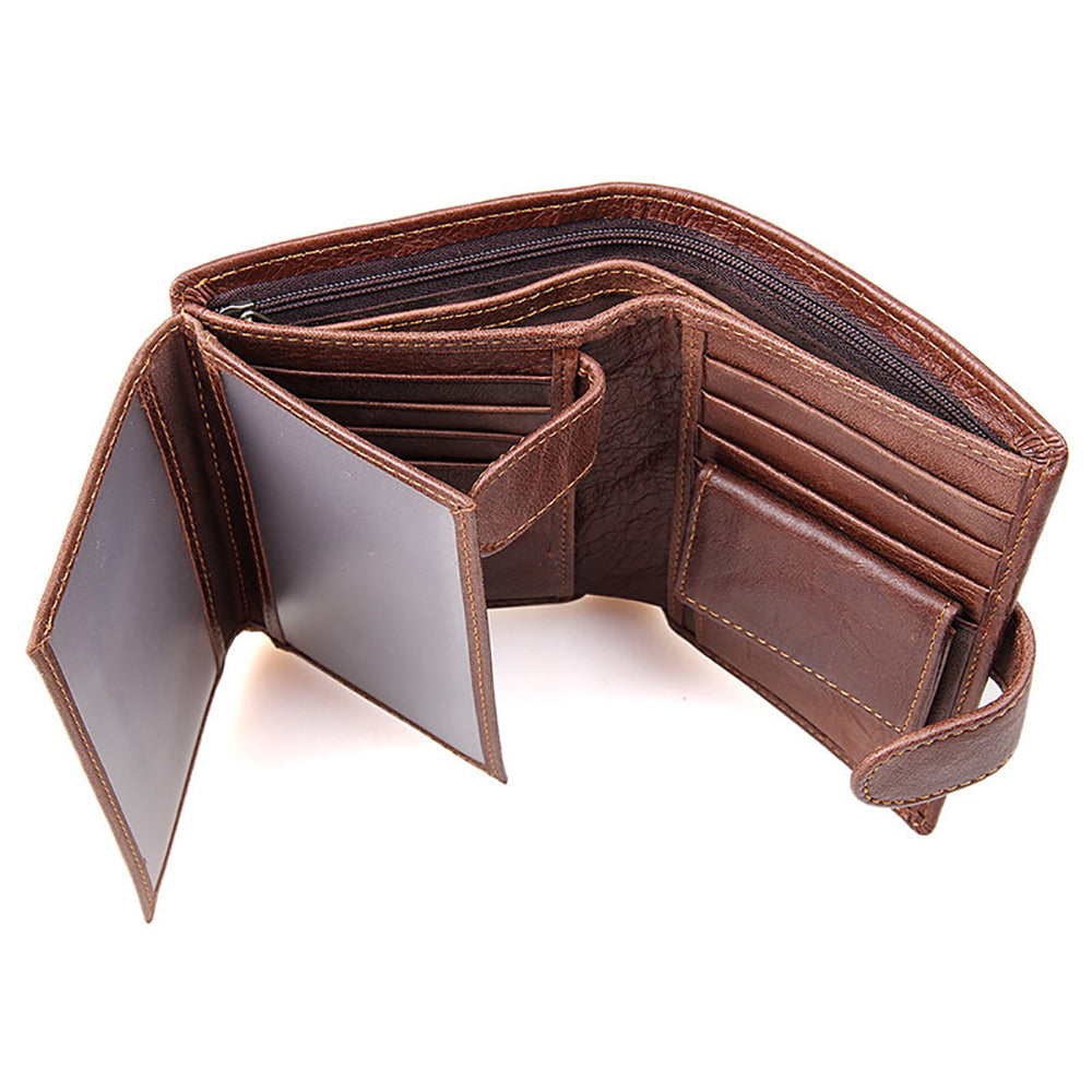 Genuine Leather RFID Card Holder Wallet – High-Quality Multi-Card Short Wallet