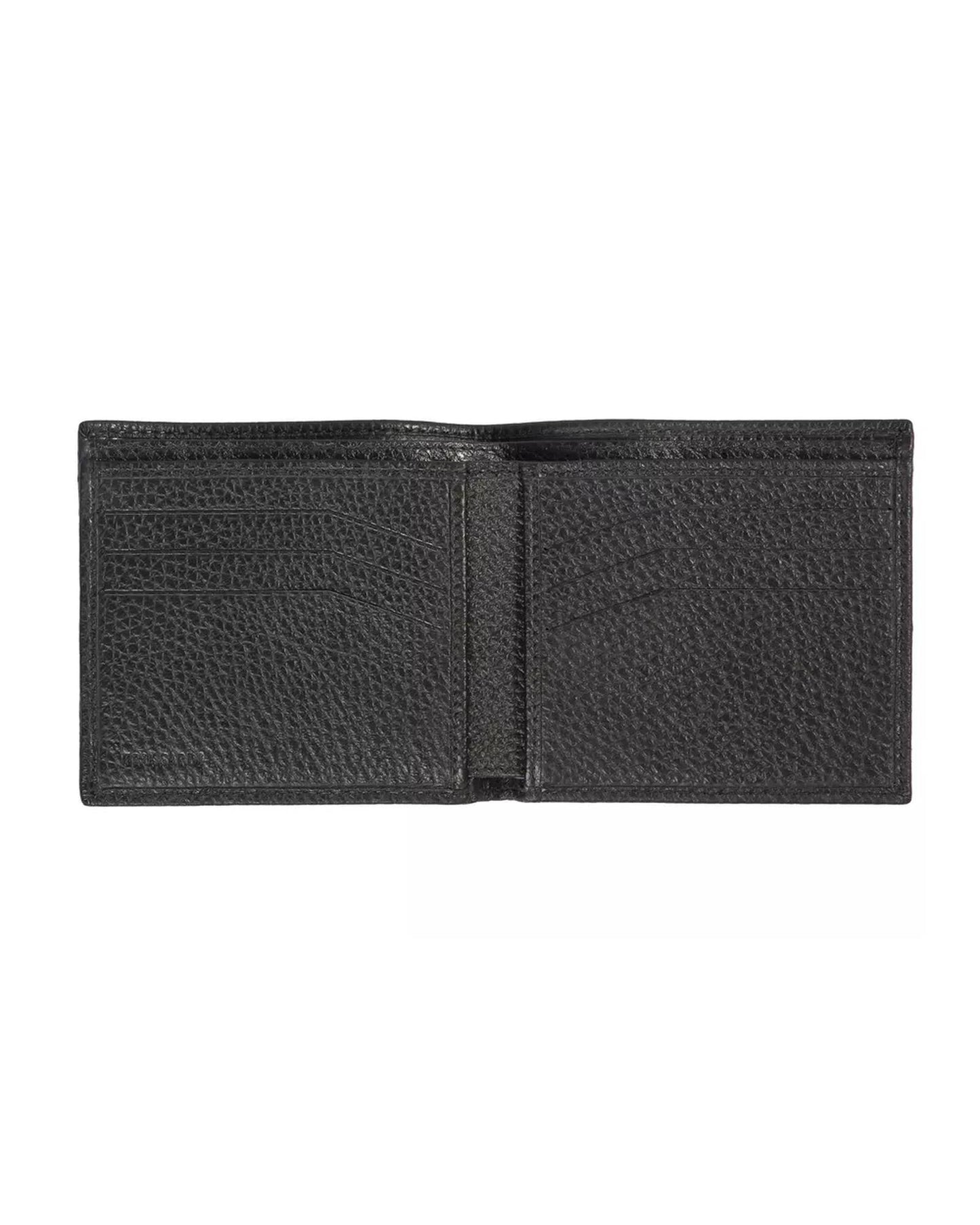 Trussardi Embossed Leather Wallet – Book Opening Design for Men Black